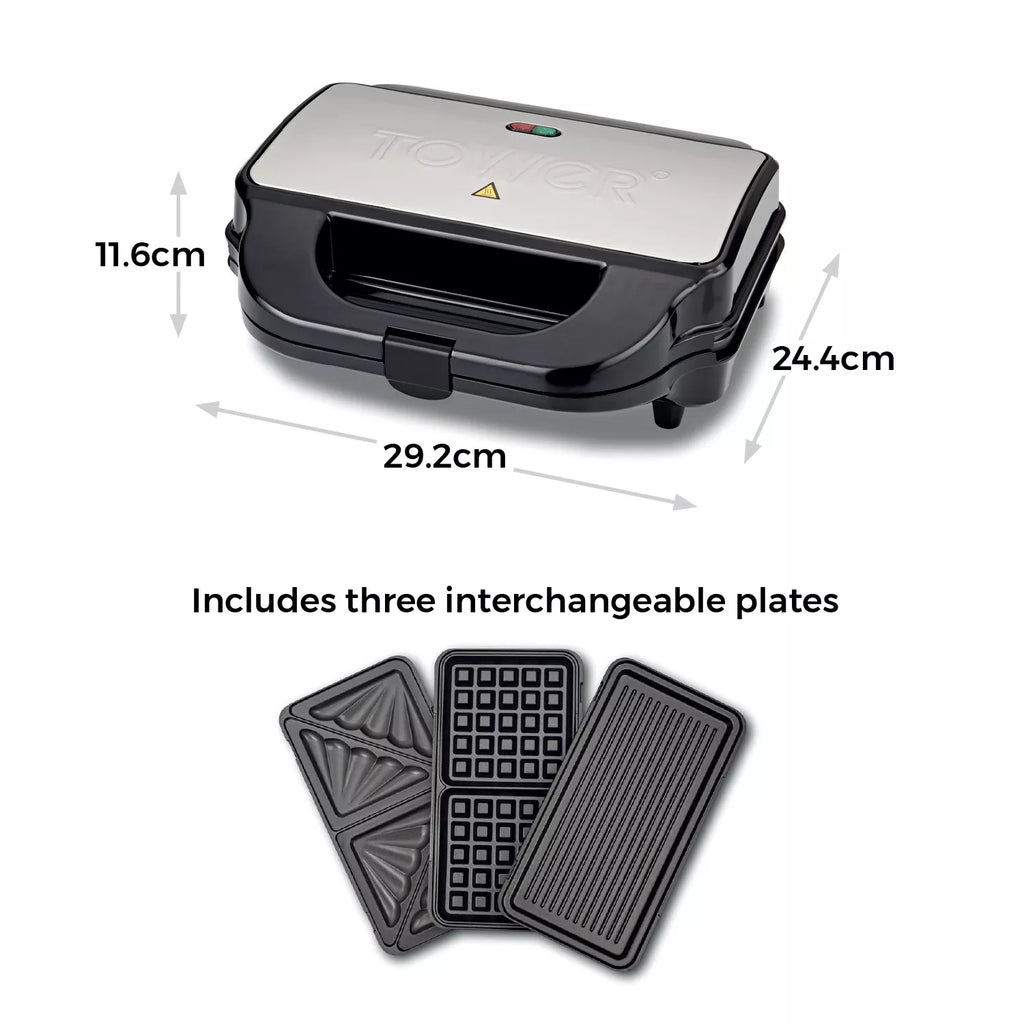 Tower T27032 3-in-1 Deep Fill Sandwich and Waffle Maker