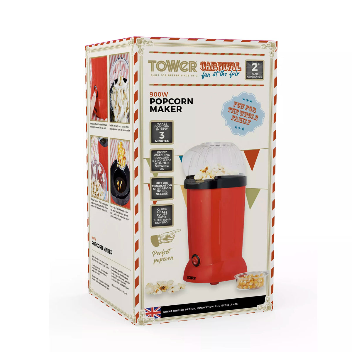 Tower T19050RD 900W Pop Corn Maker