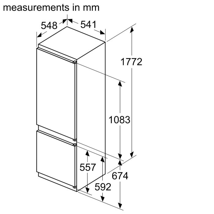 Neff KI5871SE0G N30 Integrated 70/30 Fridge Freezer-Sliding Hinge