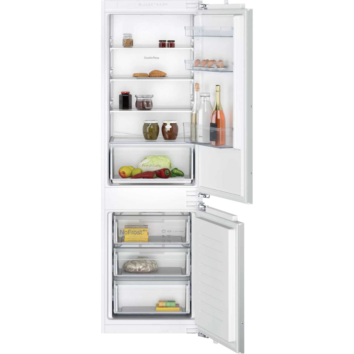 NEFF N30 KI7861FE0G 177cm High 60/40 Integrated Fridge Freezer with Fixed Door Fixing Kit - White