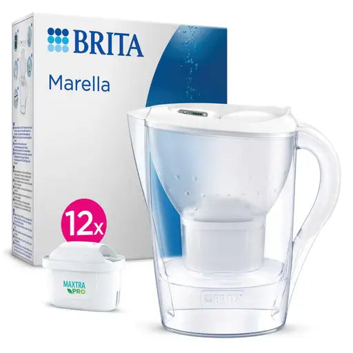 Brita BA1129 2.4L Marella Water Filter Jug with 12 Cartridges White