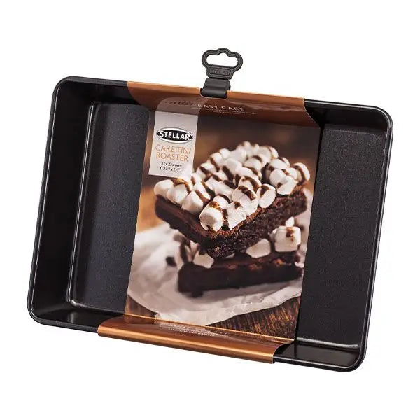 Stellar Sb59 Solid Steel Non-Stick Cake Tin/Roasting Tray 33Cm X 23Cm X 6Cm