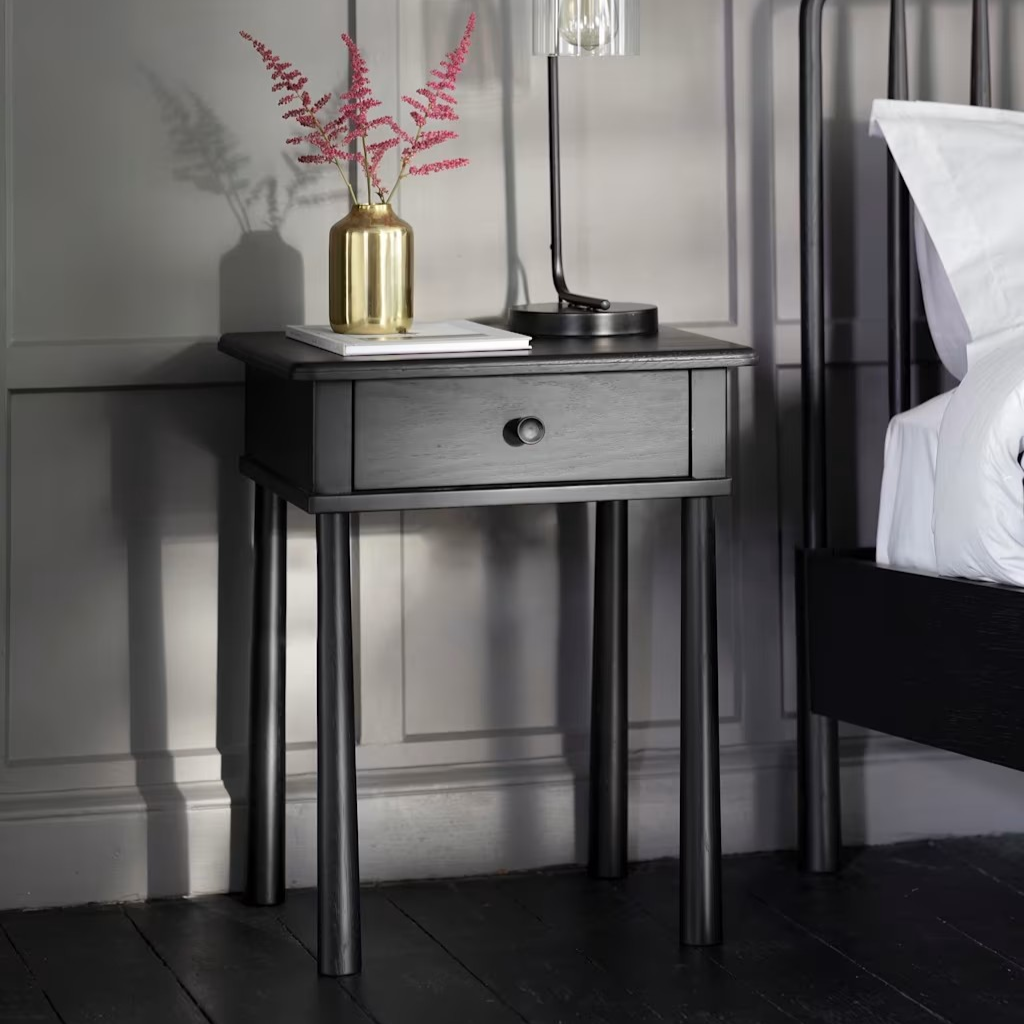 Harbin 1 Drawer Bedside Table Black