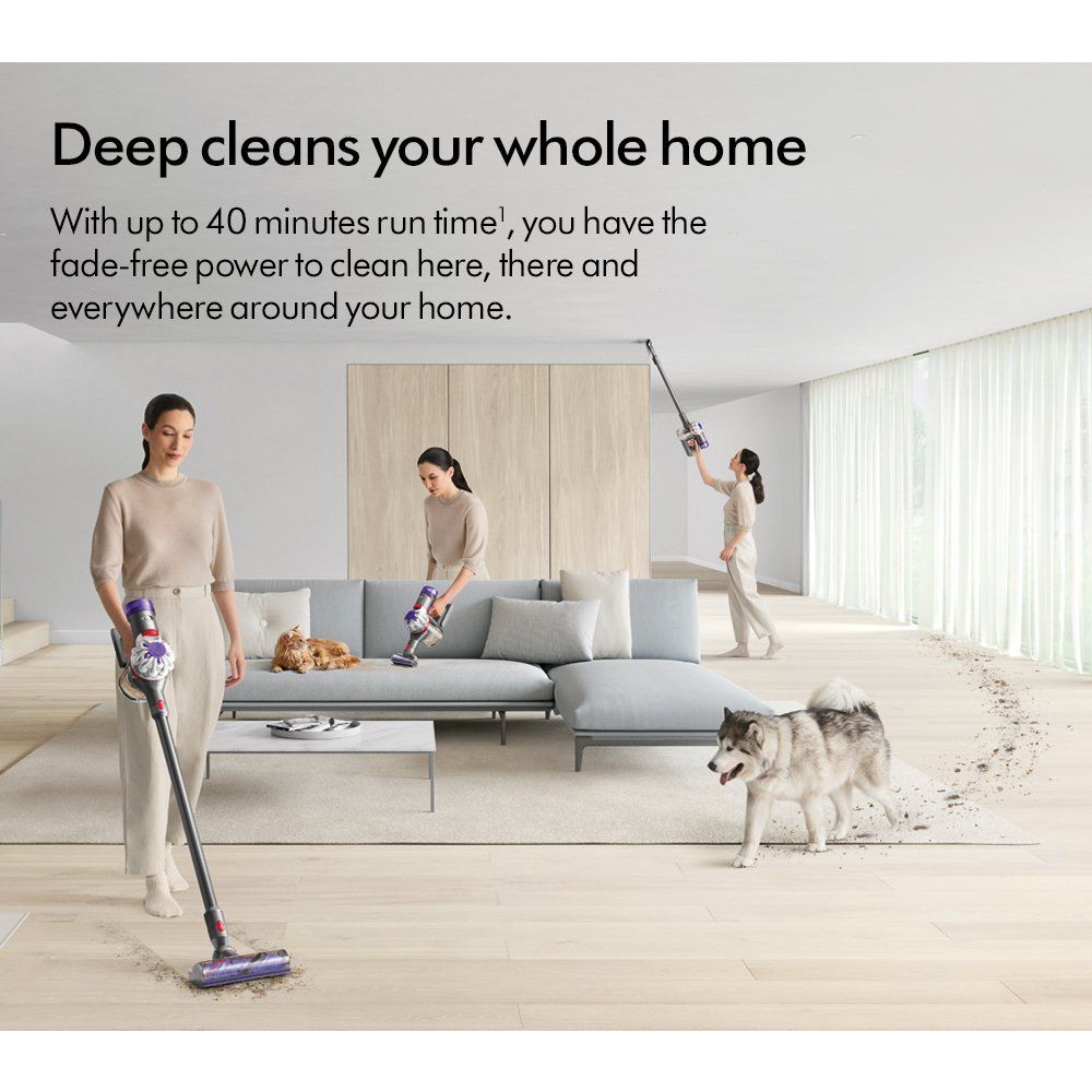 Dyson V8ABS-2023 Cordless Stick Vacuum Cleaner - 40 Minutes Run Time - Silver/Yellow