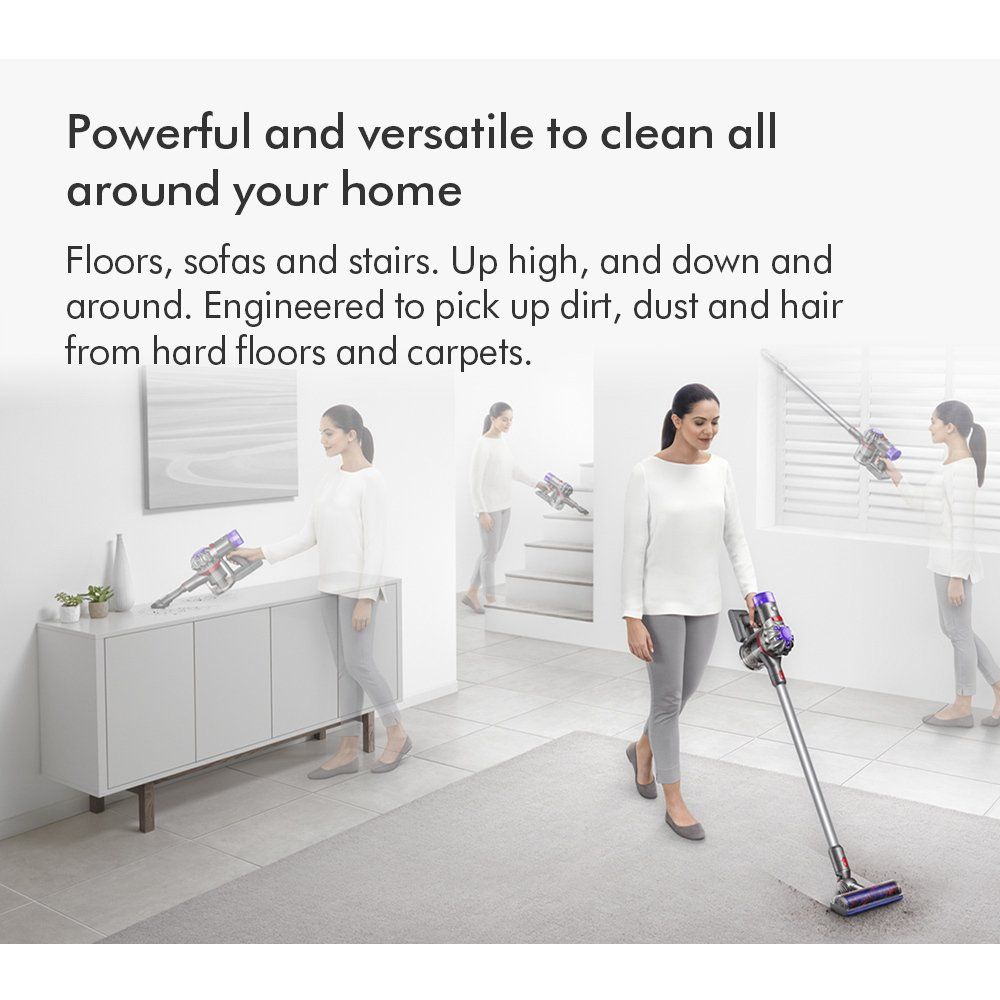 Dyson V8ABS-2023 Cordless Stick Vacuum Cleaner - 40 Minutes Run Time - Silver/Yellow