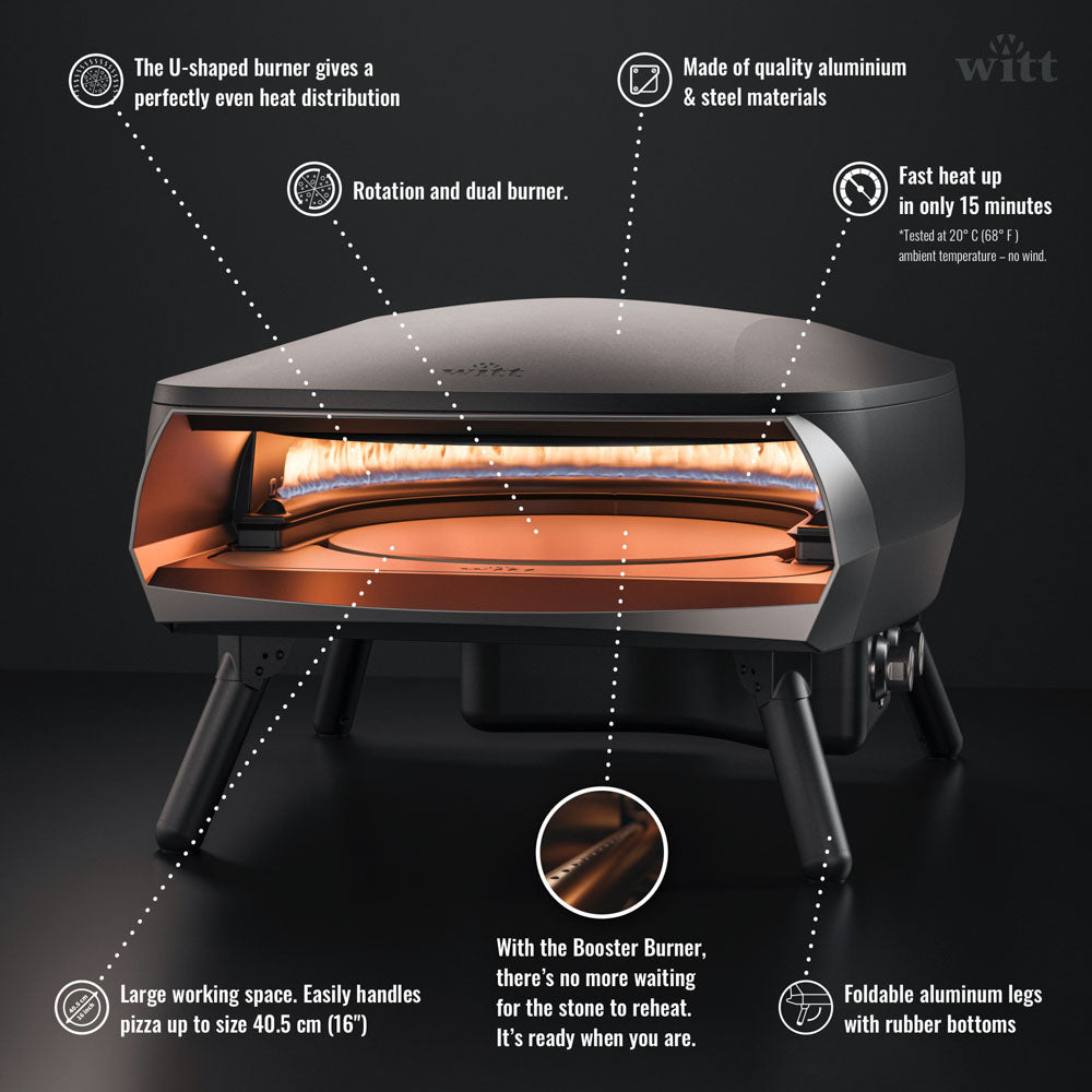 Witt Etna Rotante Pizza Oven 16" - Black