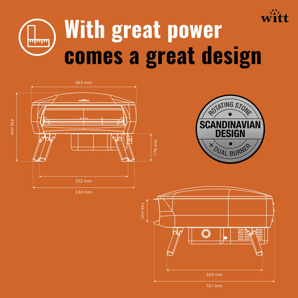 Witt Etna Rotante Pizza Oven 16" - Orange