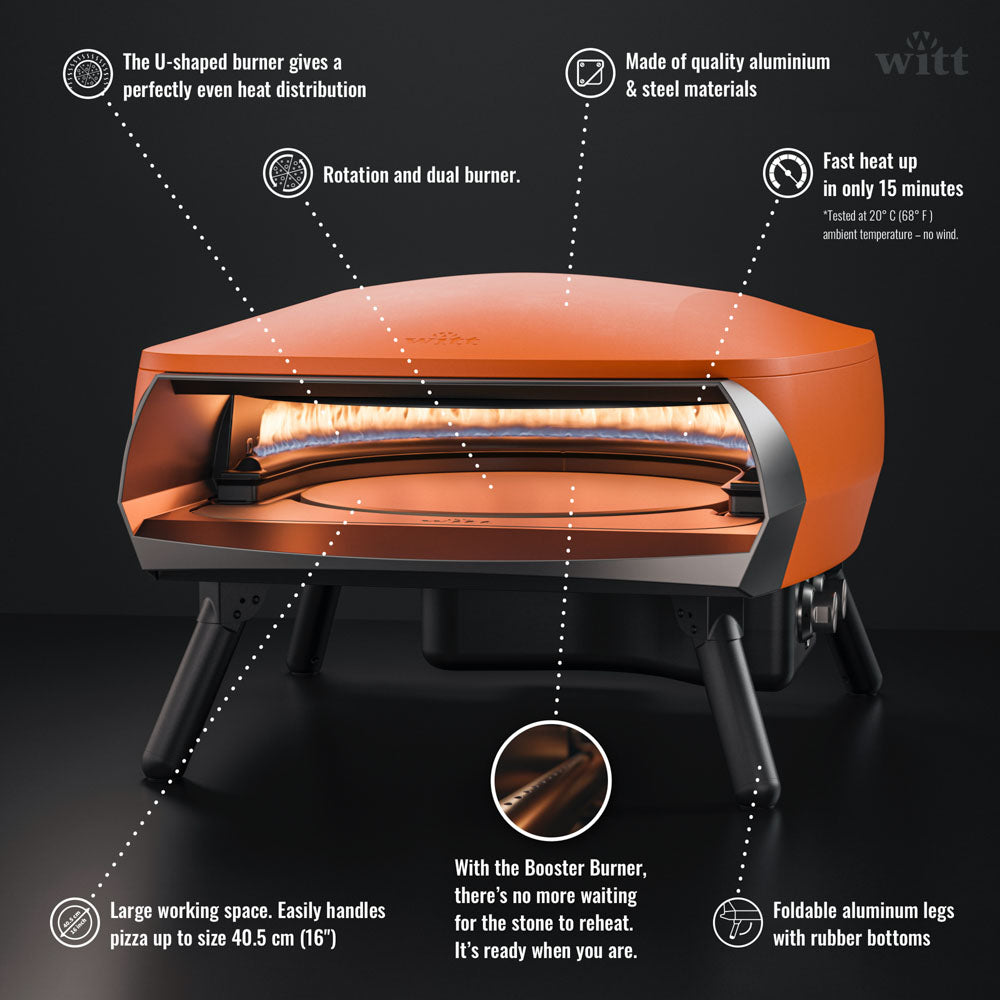 Witt Etna Rotante Pizza Oven 16" - Orange