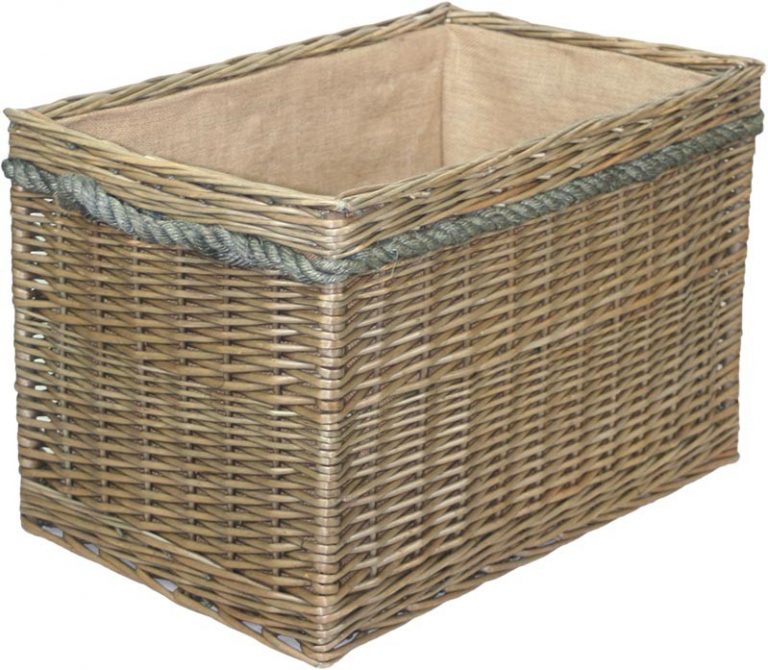 Willow Large Rectangular Rope Handled Log Basket Romerils Jersey