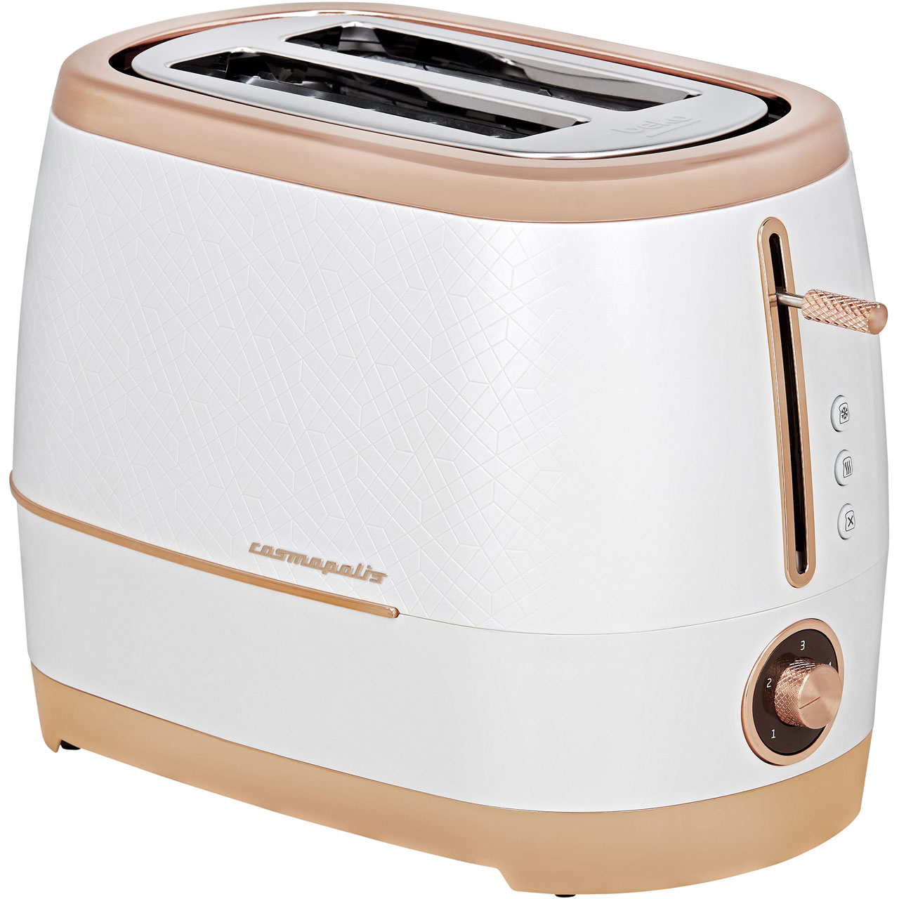 Beko TAM8202W Cosmopolis 2 Slice Toaster White Rose Gold Romerils Jersey
