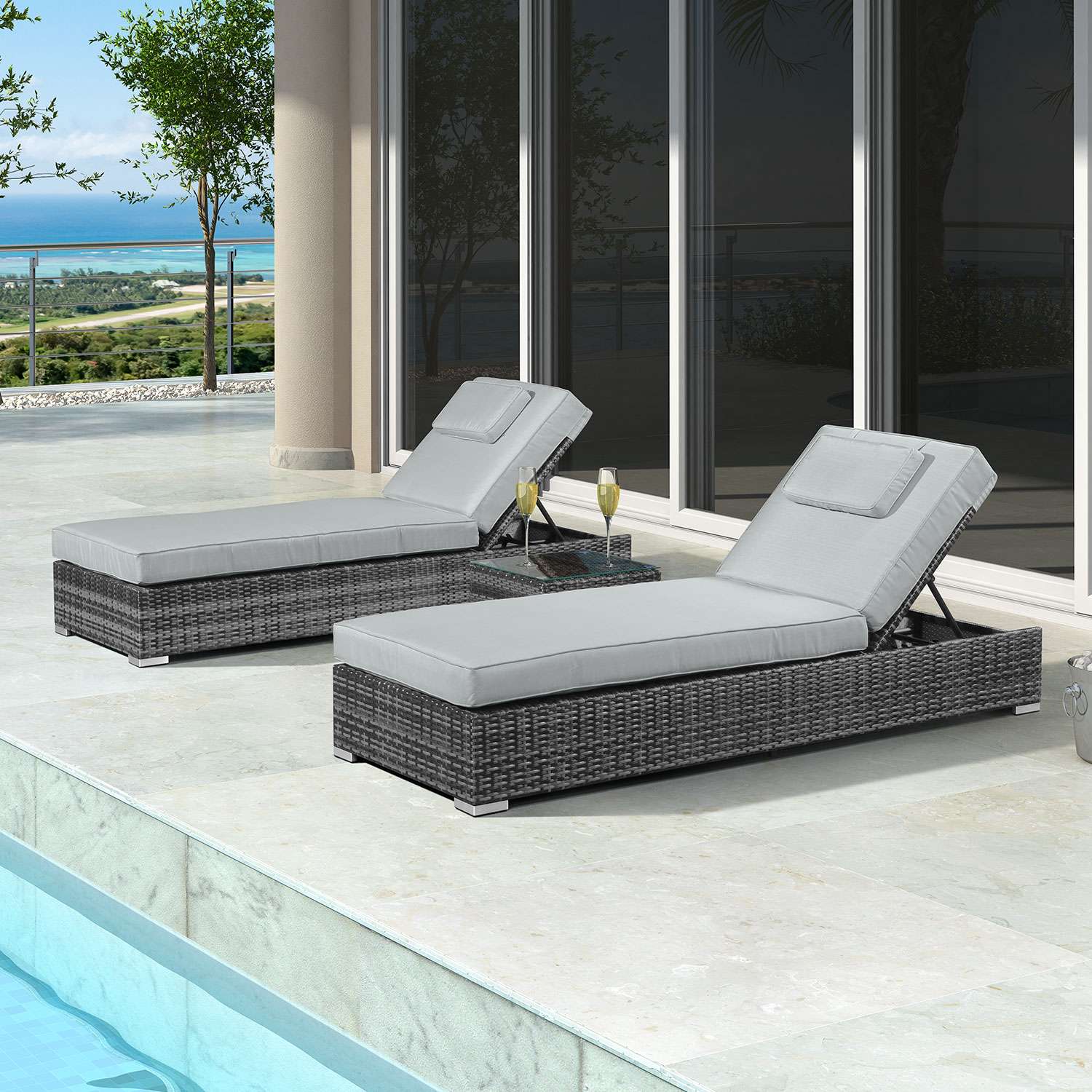 Nova Rimini Sun Lounger Set Grey Romerils