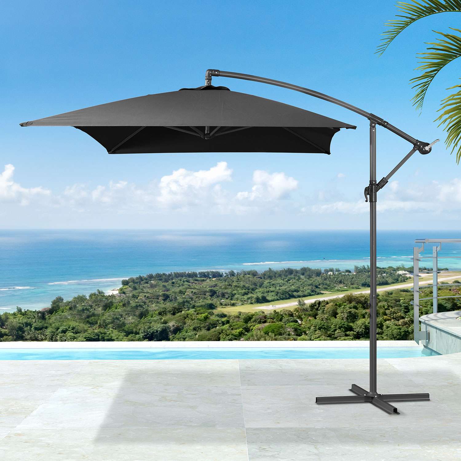 Nova Barbados Cantilever Parasol 3m x 2m Rectangular Black Romerils