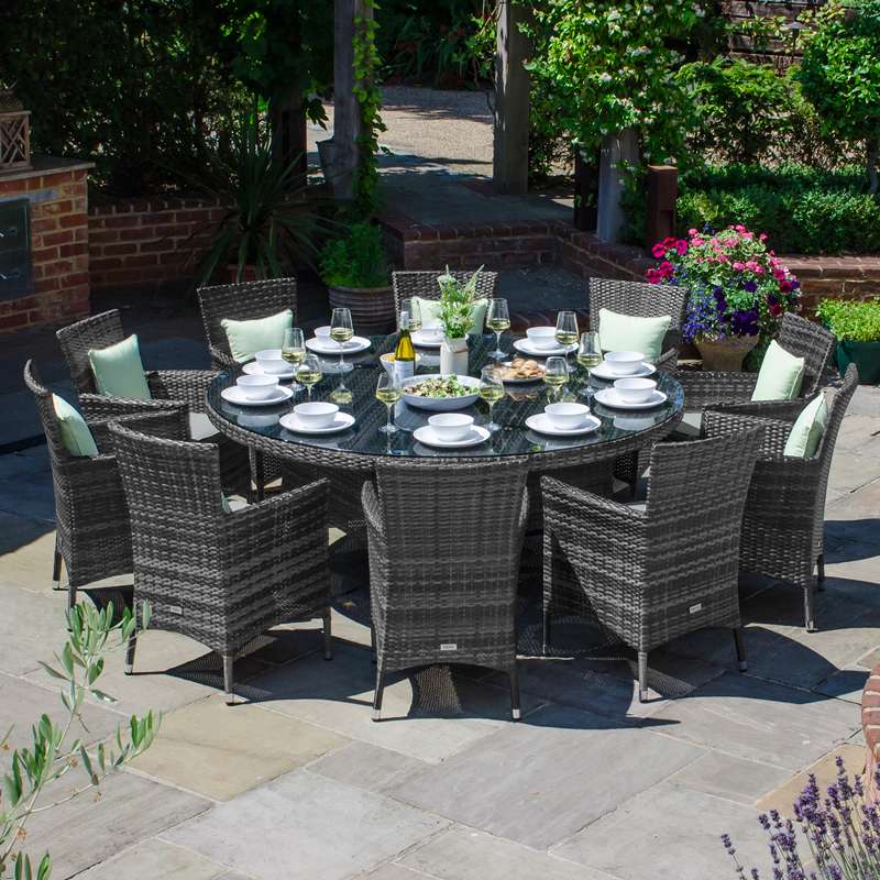 Nova Amelia 10 Seat Dining Set 1 8m Round Table Grey Romerils Nova Amelia 10 Seat Dining Set 1 8m, 10 Seater Round Outdoor Dining Table