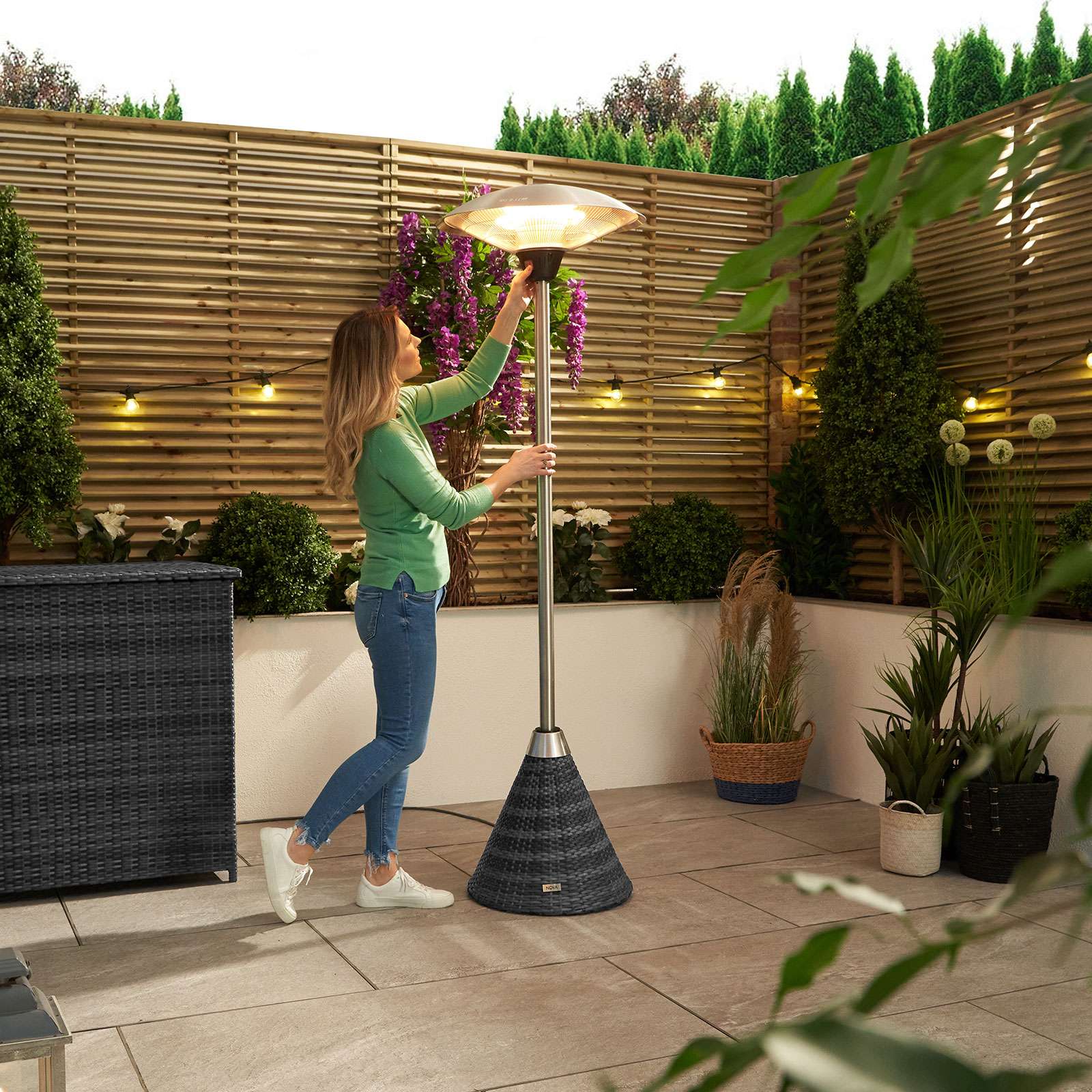 Nova Patio Heater 2100w Rattan Free Standing Flat Grey Romerils