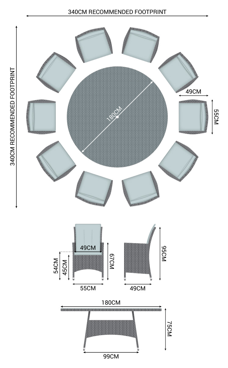 Round 10 on sale seater dining table