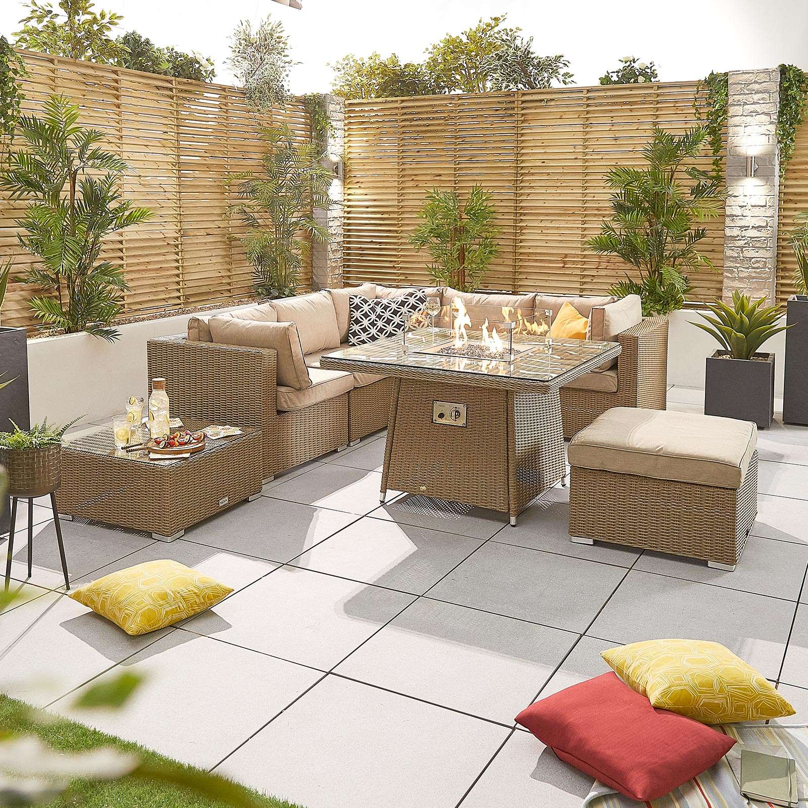 Nova Heritage Chelsea Corner Sofa Set with Fire Pit Table Willow