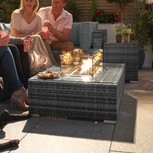 Nova Chelsea Rectangular Rattan Firepit Coffee Table Grey Romerils Jersey