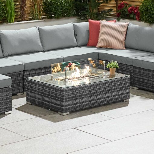 Nova Chelsea Rectangular Rattan Firepit Coffee Table Grey Romerils Jersey