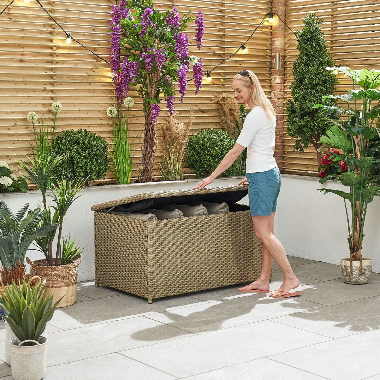 Nova Rattan Cushion Storage Box Small Willow Romerils