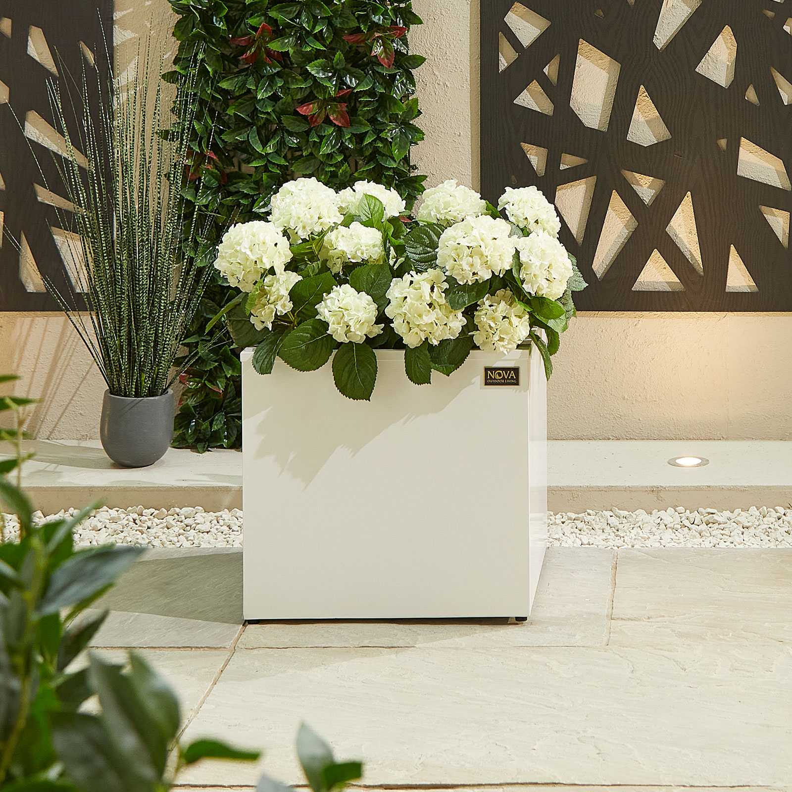 Nova Square Aluminium Planter Large White Romerils Jersey