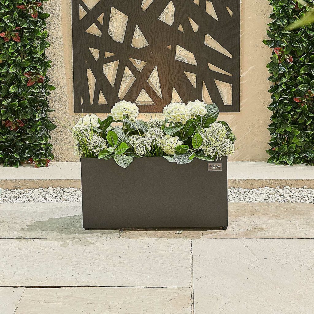 Nova Rectangular Aluminium Planter Small Grey Romerils Jersey