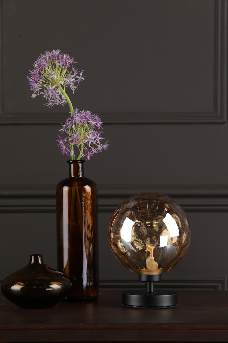 Esben Table Lamp Matt Black Champagne Dimpled 150mm GlassMatt Black