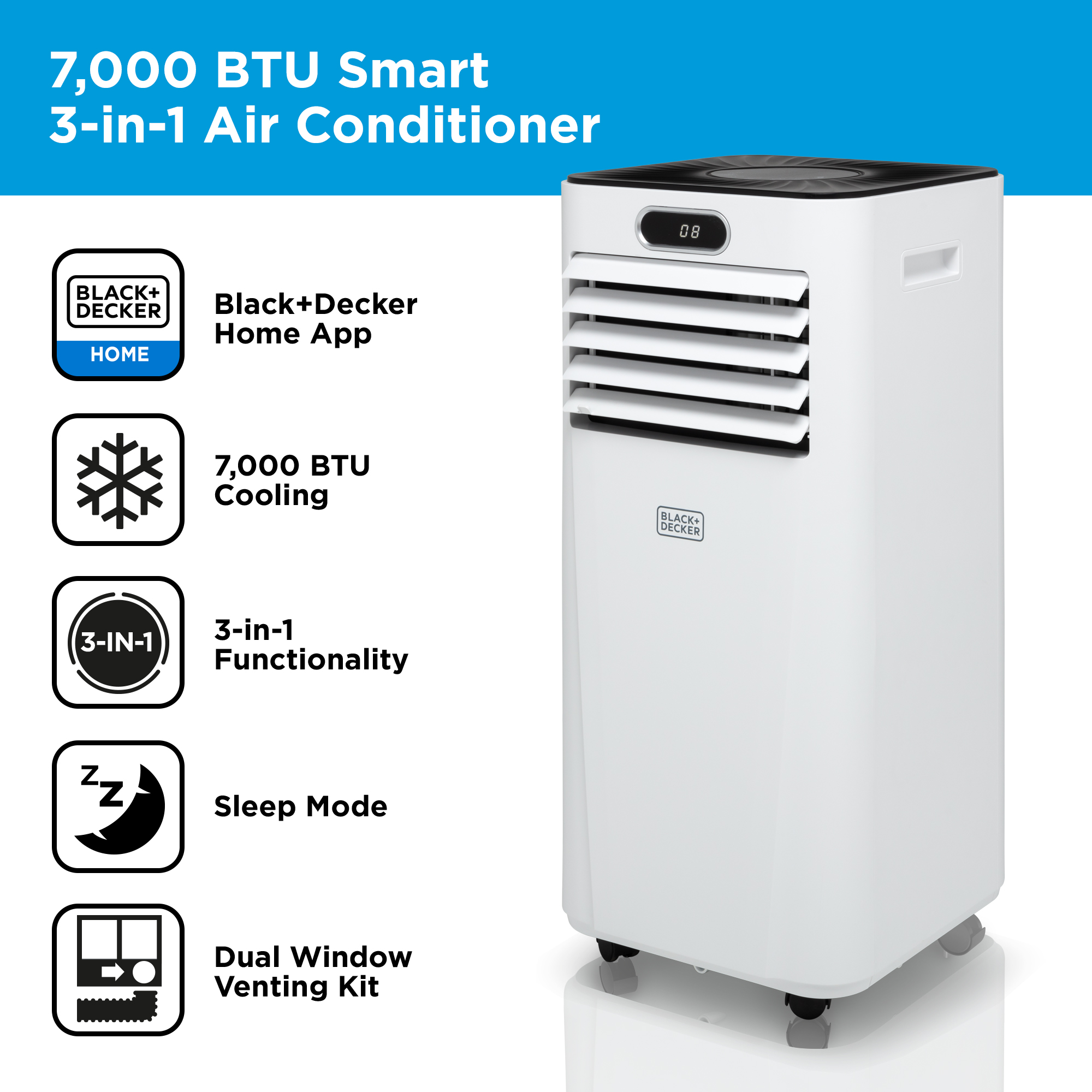 Black & Decker BXAC40024GB Portable 7000 BTU 3-in-1 Smart Air Conditioner -  Romerils Jersey