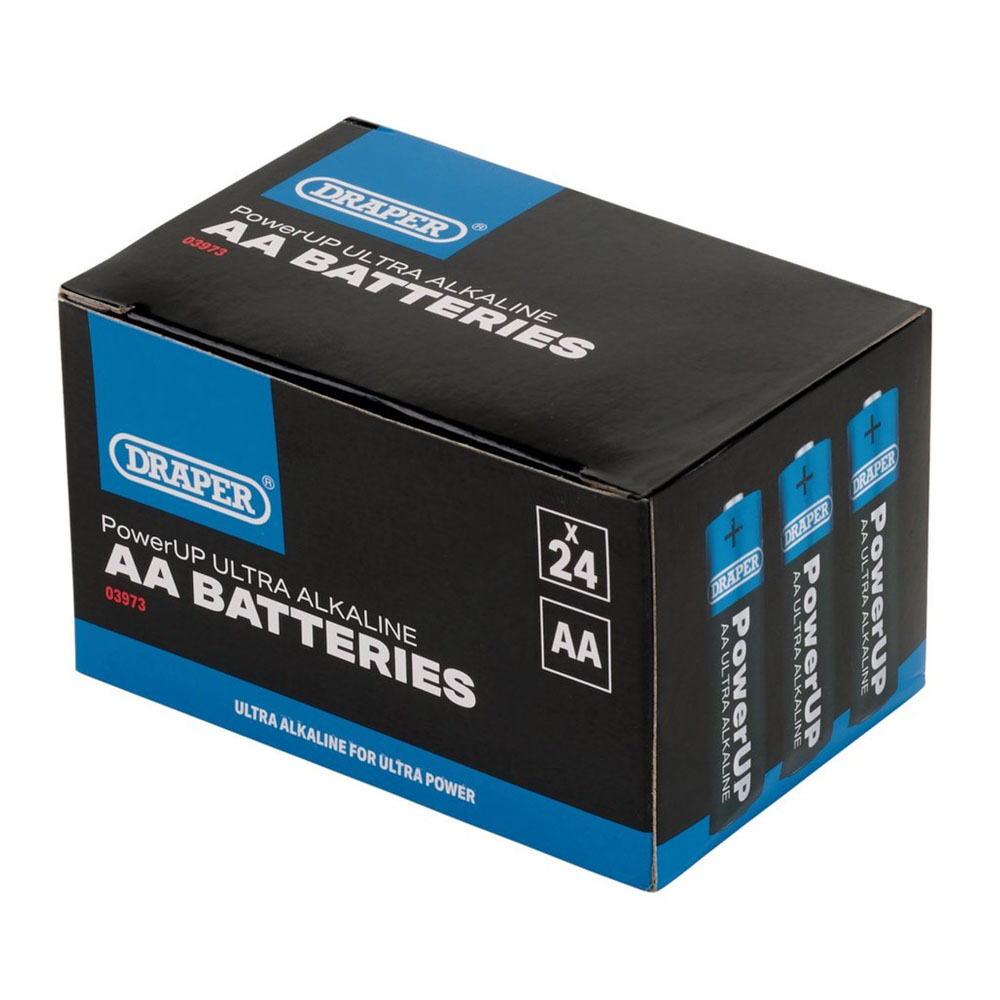 Draper PowerUP Ultra Alkaline AA Batteries Pack of 24 Romerils Jersey