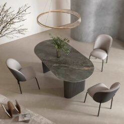 Alternative view of Cartier Oval Gloss Grey Ceramic Dining Table -180cm