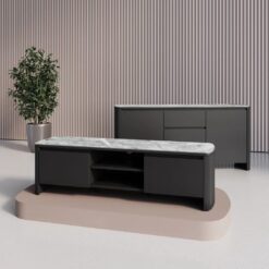 Alternative view of Roberto Gloss Light Grey Ceramic TV Unit