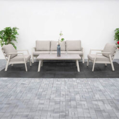 Nova <br> Phoenix 3 Seater Sofa Lounging Set with Rectangular Coffee Table - Pebble