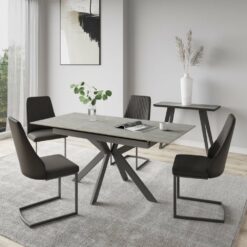 Alternative view of Aramis 130-170cm Matt Grey Ceramic Extending Dining Table