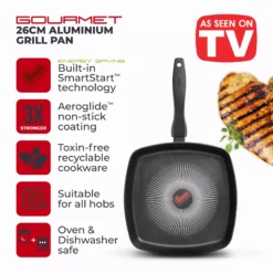 Alternative view of Tower T700317 SmartStart Gourmet 26cm Aluminium Grill Pan   Induction Compatible -  Oven Safe -  Black