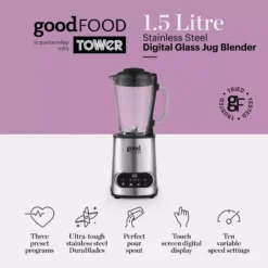 Alternative view of Good Food By Tower GF12013 Digital 1.5L Jug Blender with 5 Speed Settings - 1200W - Stainless Steel