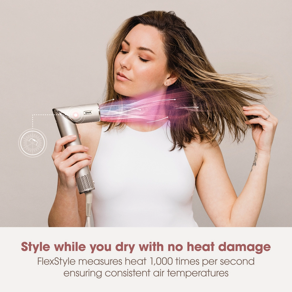 Shark HD436SLUK FlexStyle Air Styler & Hair Dryer for Straight & Wavy Hair - 4 Attachments - Stone - Image 3