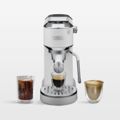Alternative view of Delonghi EC890WI Dedica Duo Espresso Machine with Advanced Milk Steam Wand & Cold Brew Option in White