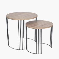 Alternative view of Pacific Atri S/2 Dark Oak Wood Veneer and Black Metal Side Tables