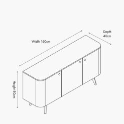 Alternative view of Pacific Elias Dark Ash Wood Retro 3 Door Sideboard
