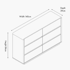 Alternative view of Pacific Eversley Oak Effect Veneer 6 Drawer Unit