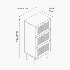 Alternative view of Pacific Henrik Natural Rattan 3 Drawer Tall Unit