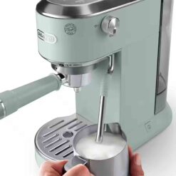 Alternative view of Delonghi EC890GR Dedica Duo Espresso Machine with Advanced Milk Steam Wand & Cold Brew Option in Green