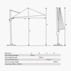 Alternative view of Pacific <br> Voyager T1 Free-Arm Parasol 3m Round Luna Grey